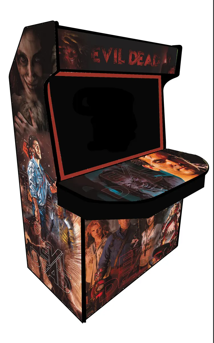 Brian Cage with the finished Evil Dead arcade